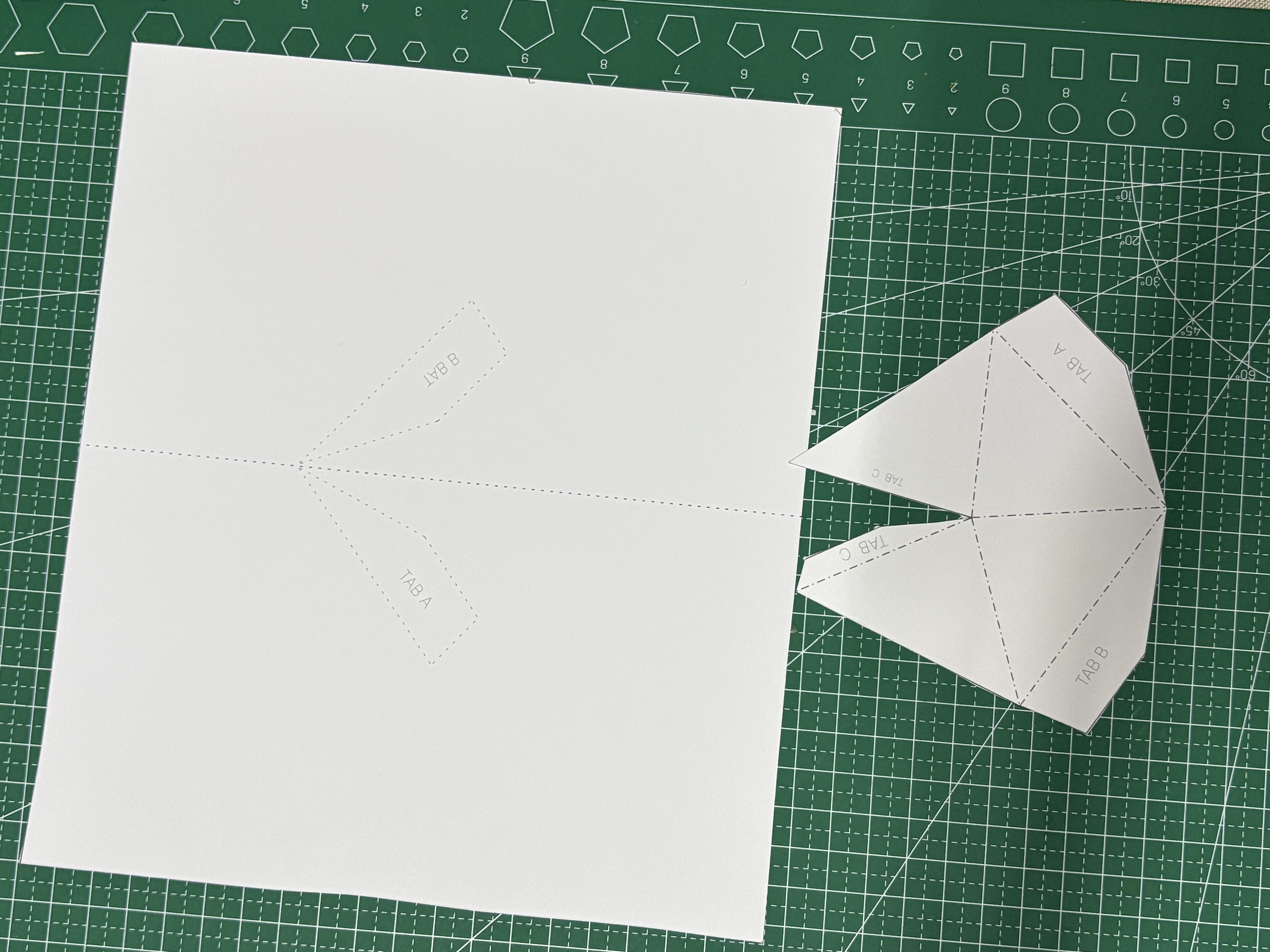 Step 2 cutting the template and scoring the fold lines