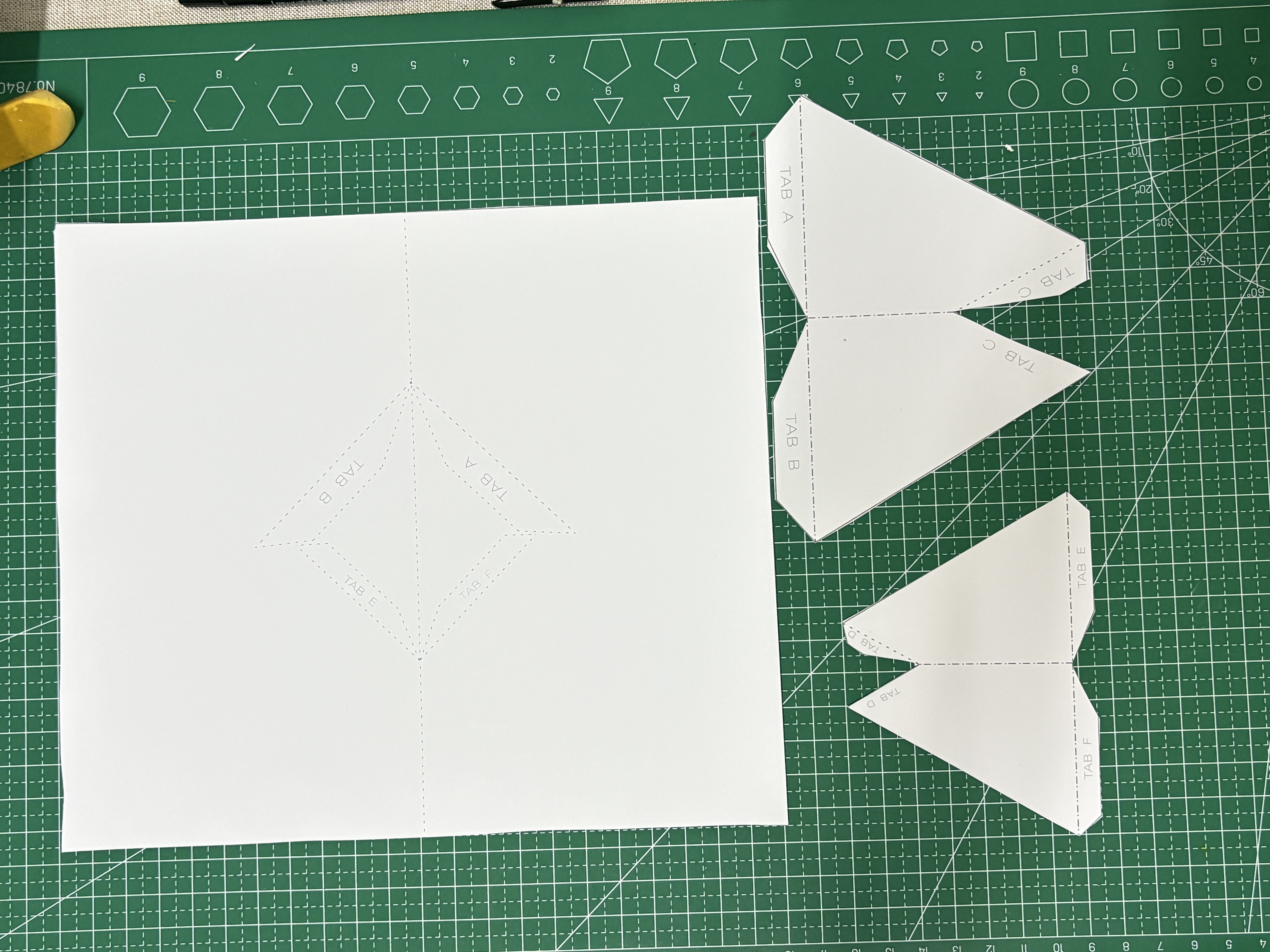 Step 2 cutting the template and scoring the fold lines